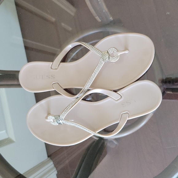 Guess Light Pink Jelly Flip Flops with Rhinestone Embellishment - Picture 7 of 7